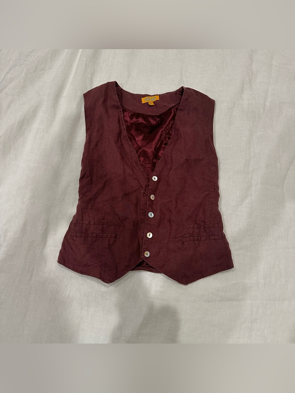 Verge girl wine/ burgundy linen vest